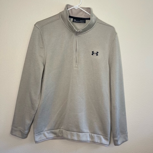 Under Armour Other - Under Armour Beige Quarter Zip Loose Coldgear Long Sleeve Golf Shirt
